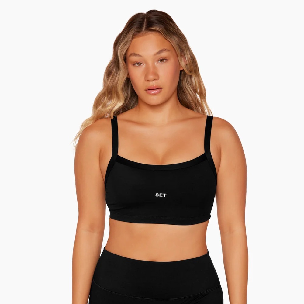 Set active sporty scoop bra in black